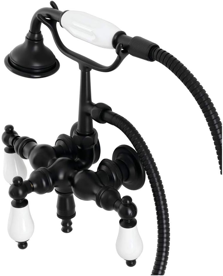 Aqua Vintage AE23T5 Vintage 3-3/8 Inch Wall Mount Tub Faucet with Hand Shower, Oil Rubbed Bronze