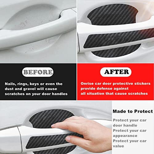 Onrise 16 Pcs Car Door Handle Scratch Protector, Universal Car Door Handle Cup Protective Film, Carbon Fiber Car Door Handle Cover Anti-Scratch Car Stickers, Suitable For Cars, Trucks, Suvs Black #TOP1