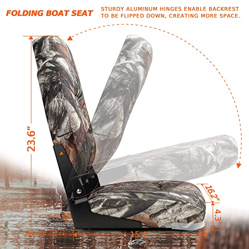 SUNDGORA Deluxe Camo High Back Folding Fishing Boat Seat,Stainless Steel Screws Included,Camo(2 Seats)