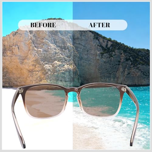 Image of Polarized Sunglasses for Women Men Night Vision Glasses Anti Glare | Yellow Anti Glare UV400 Lens, Lightweight Square Frame, for Day Night Use, Driving, Fishing, Cycling, Traveling