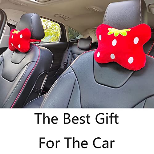 Image of Sexysamba Car Headrest Pillow,Cartoon Neck Pillow for Car,Comfortable Soft Car Seat Pillow for Driving,Head Rest Cushion,Cute Neck Pillow for Travelling and Home 2Pcs (Red)