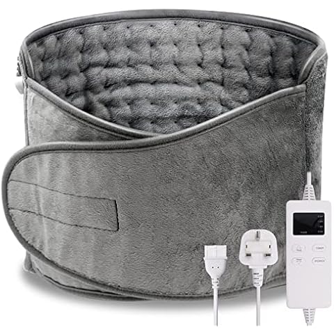 OneAmg Heat Pads for Back Pain Relief with Auto-Off Function 6 Heating Settings(40℃-60℃)4 Timer Settings(30-120 Minutes) ft Washable Heating Pad with Velcro for Abdomen Back Neck Shoulders Grey Cover