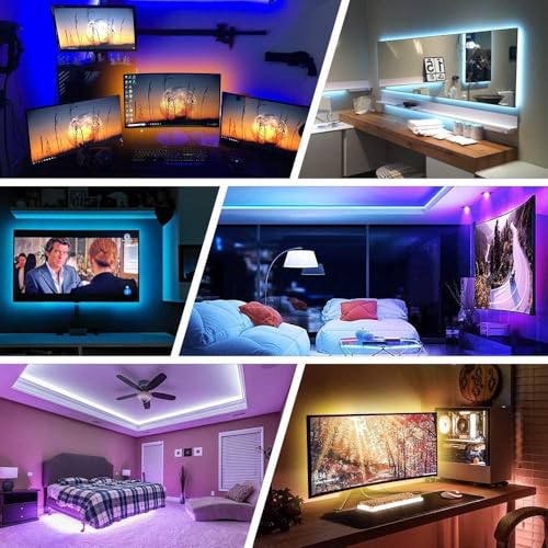 Image of fizzytech USB Powered 5V RGB LED Strip Light 1M with Controller, Multi Color Ambient Backlight for TVs up to 28 Inch, PC and Laptop