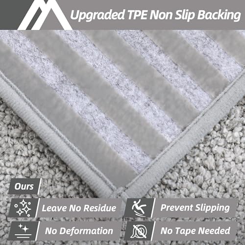 COSY HOMEER Edging Stair Treads Non-Slip Carpet Mat 28inX9in Indoor Stair Runners for Wooden Steps, Edging Stair Rugs for Kids and Dogs, 100% Polyester TPE Backing (4pc, Grey)