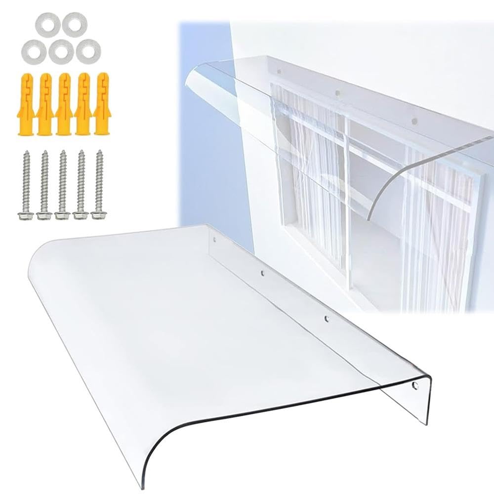 Marquise Abri Banne Entrée, Auvent De Porte Et Fenêtres Transparent | Invisible Toit De Terrasse Protection Contre La Pluie Et UV Couverture Pour Fenêtre Garage(40x190cm/16"x75")