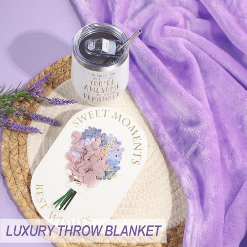 Image of Birthday Gifts for Women, Self Care Gifts for Women, Relaxing Spa Gifts Basket Care Package w /Flannel Blanket, Mothers Day Gifts for Mom Her Best Friend Grandma Sister Wife (Purple)