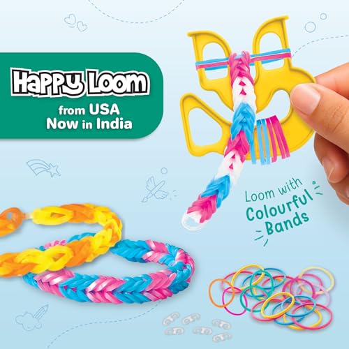 Image of Imagimake Happy Loom Kit |Bracelet Making kit with 600+ Colourful Bands, Loom Tool | DIY Art & Craft Kit | Return Gift for Girls Age 7+