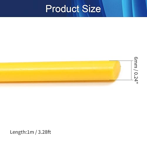 Miniatura 2 de Varilla redonda de plástico polioximetileno barras de ingeniería sólido POM palo amarillo 0.24 x 39.37 pulgadas (D x L) 2 unidades