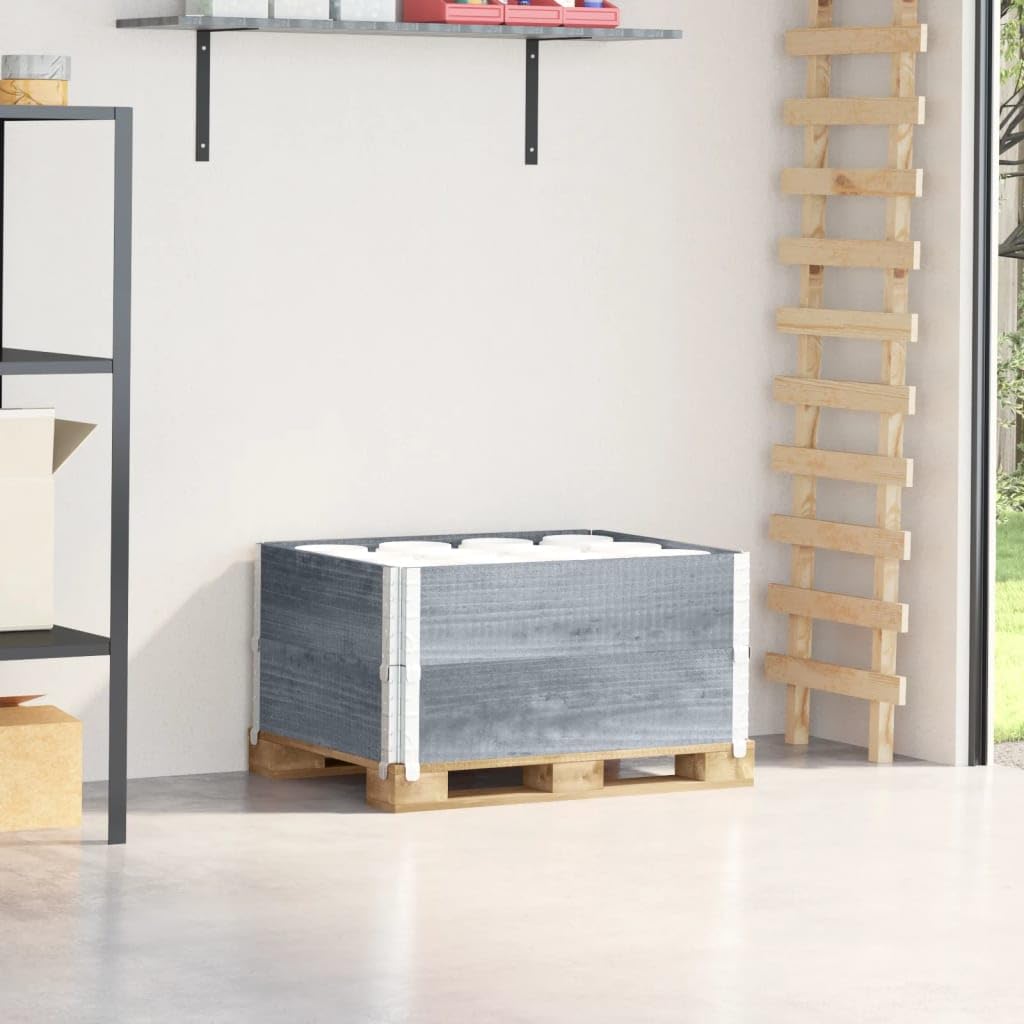 Paretali per Pallet 2pz Grigi 80x60cm in Legno Massello di Pino, Commercio e Industria,Movimentazione di Materiali,Pianali di carico e Pallet, 13.4kg-4010270