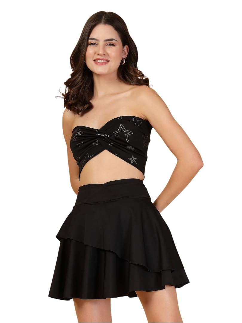Star Printed Two piece Skirtini Swimwear-image-7