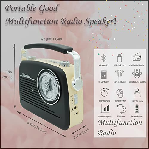 Radio portátil retro AM FM SW con MP3 y Bluetooth miniatura 3