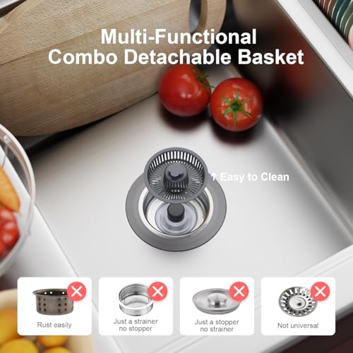 Colador y Tapón para Fregadero de Cocina 3 en 1 Acero Inoxidable miniatura 5
