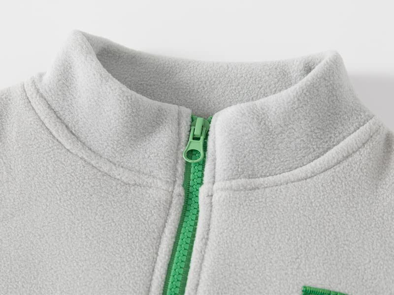 Toddler Kids Boys Girls Casual Thick Fleece Zipper Jacket Fashion Fall Winter Block Color Pockets Sweatshirt Coat (Gray,90/18-24 M,Unisex,Big Kid,US,Age,18 Months,24 Months)