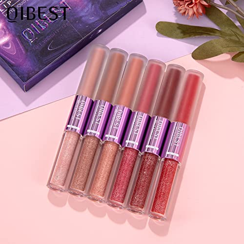 Bangfeng 12 Color Matte Liquid Lipstick + Glitter Lipstick Makeup Set, Matte Shiny Liquid Lip Stick Long-Lasting Wear Non-Stick Cup Not Fade Waterproof Lip Gloss (Matte + Glitter) #TOP3