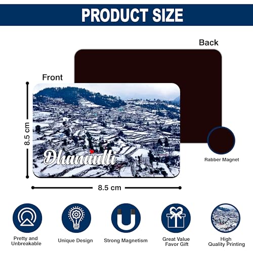 Image of Elegant Fridge Magnet with Themes |Rectangular Size Refrigerator Magnet with Magnetic Rubber Back | Pack of 1, 8.6cm X 5.4cm (Dhanaulti)