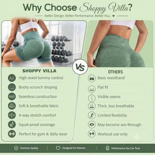 Image of Shoppy Villa Women's Yoga Shorts Spandex|Shapewear Shorts for Women |High Waisted Booty Scrunch Shorts| Workout Shorts for Women