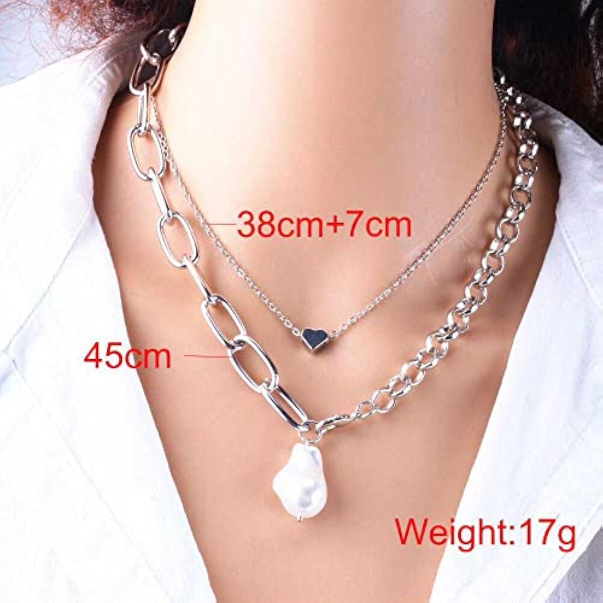 Bling Queen Double Layered Choker Necklace with Heart Pendant, Strand Necklace