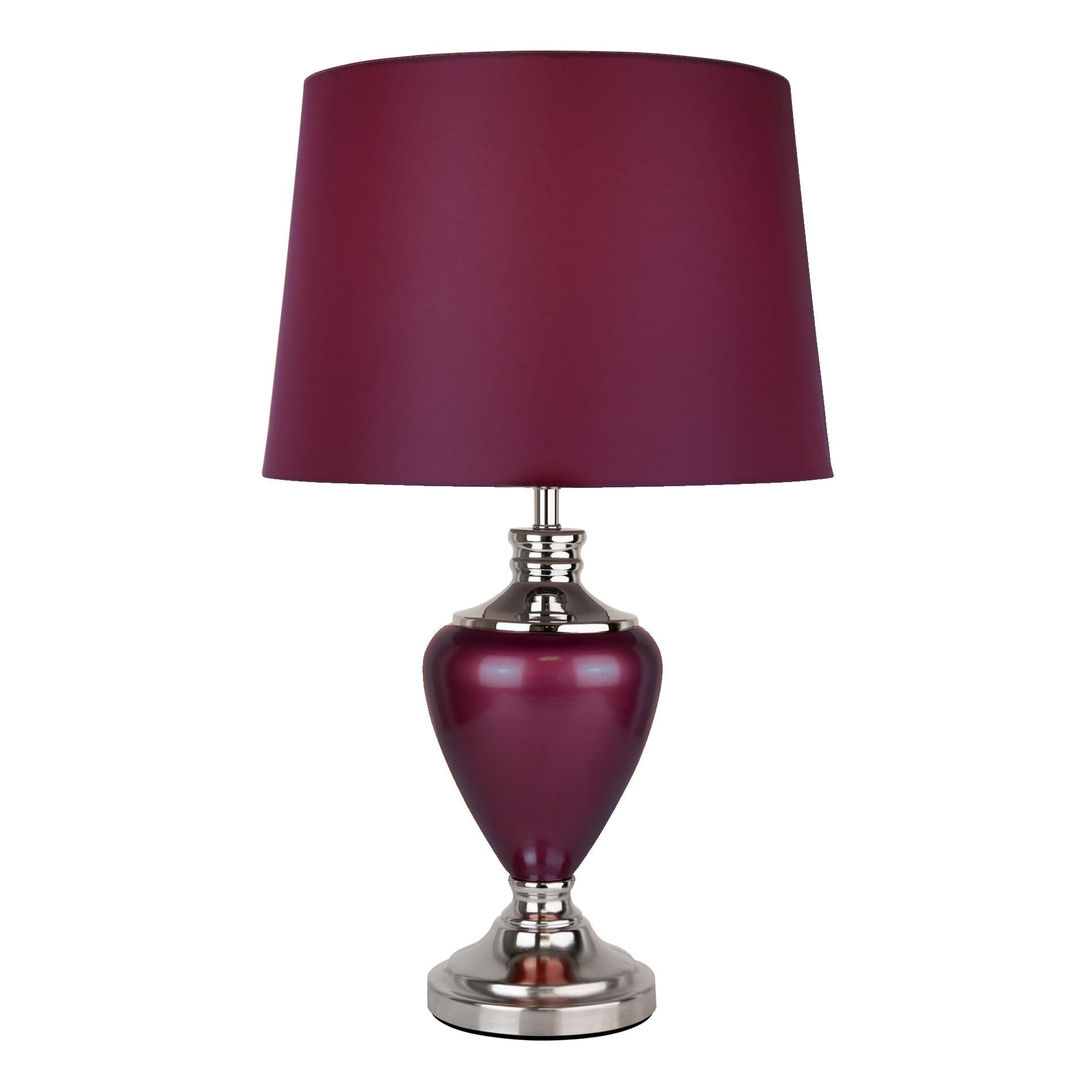 Lighting Supermarket Red Hepburn Large Ceramic Table Lamp With Matching Shade - Shiny Chrome &