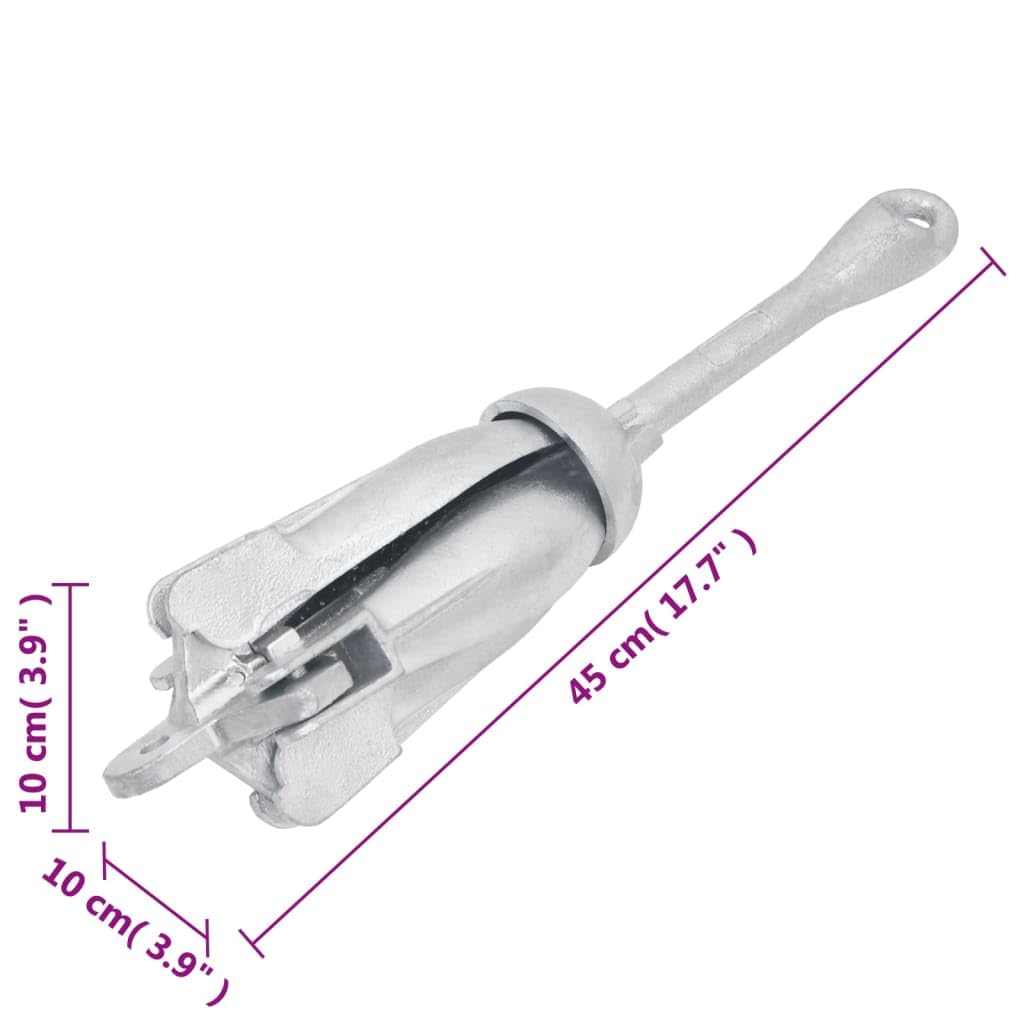Mangloder - Anclaje plegable de hierro fundido galvanizado en caliente de 4 kg con 4 aletas para un agarre seguro en arena, barro o hierba, portátil, duradero, apto para kayaks, botes inflables