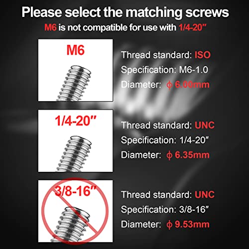 Minifocus 1" Ball Adapter With M6 & 1/4" Threaded Stud, Aluminum Alloy Fixed Ballhead Mount Adapter For Action Camera & Camcorder Compatible Underwater Tray Bracket Flashlight System #TOP3