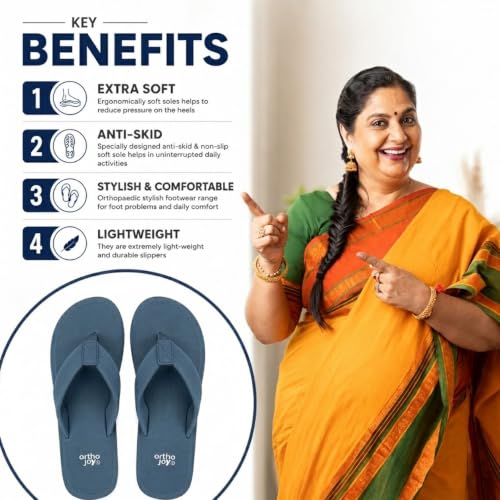 Image of ORTHO JOY Women's Doctor Ortho Slippers | Extra Soft Cushioned Footbed, Anti-Skid Lightweight Flip-Flops for Home & Daily Wear