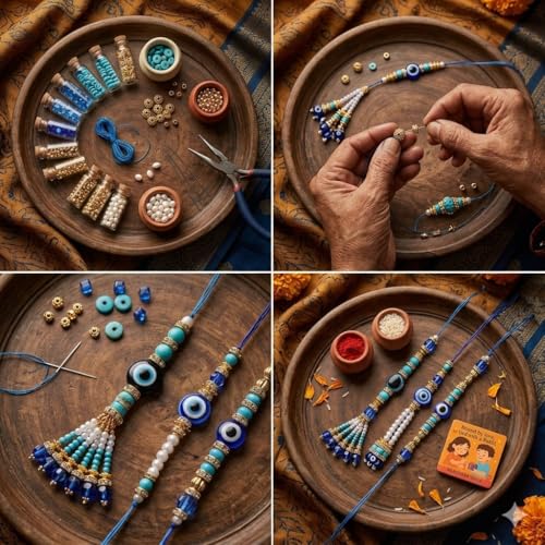 Image of SAUDEEP INDIA Decorative Fridge Magnet for Refrigerator Decor | Free Lumba Rakhi Set for Bhaiya Bhabhi | Raksha Bandhan Gift Combo | Cotton Thread Rakhi Festive Gift Home Decor(Model 5)