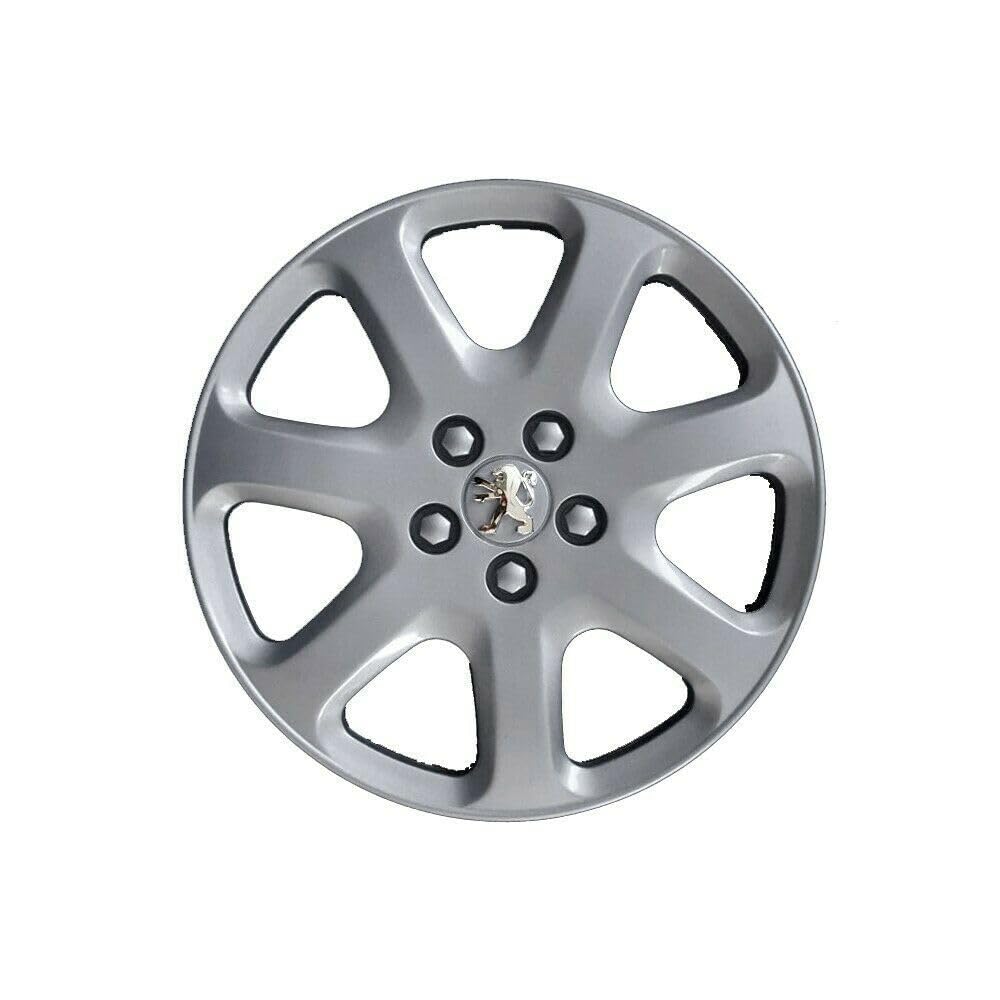 Kit de 4 enjoliveurs adaptables - pour Peugeot 407/207/307/1007/4007 / Tepee - Diamètre 16" - avec Logo chromé - Non Originaux