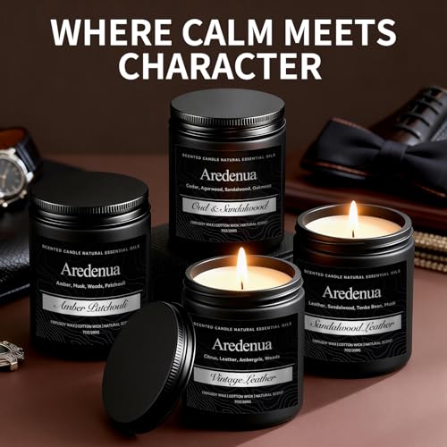 Image of Cologne Candle | Scented Candles for Home, Manly Candles Gifts for Women Men - 7oz Soy Candle for Home Scented - Aromatherapy Gifts for Men - 50 Hours Long Burning - Black Jar