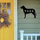 Dog with House Number - Personalized Solid Steel Decorative Address Marker House Accent Sign