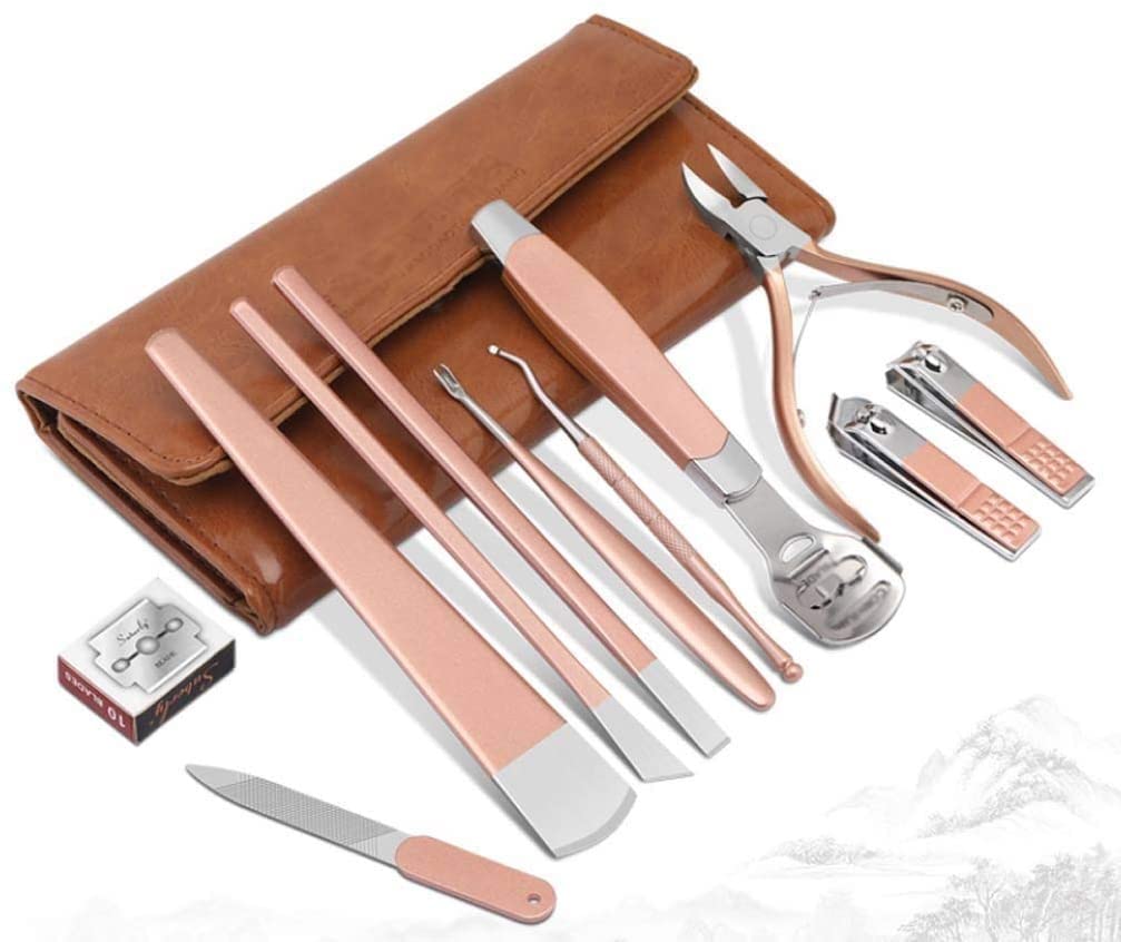 11pcs Set Nail Cutter Set Nail Clipper Folding Bag Stainless Steel Cutter Tool Finger Manicure Tools Manicure Nail