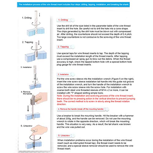 Miniatura 5 de Paquete de 10 helicoils, insertos de reparación de rosca de alambre de acero inoxidable surtido de insertos de rosca M16 X 1.5 X 1D herramienta de