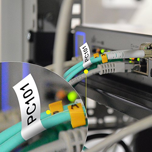 Wonfoucs Compatible Label Tape Replacement For Dymo 18445 Rhino Industrial 3/4" Permanent Vinyl Label Tape Work With Dymo Rhino 4200 5000 5200 6000 Label Maker, Black On White, 19Mm X 5.5M, 5-Pack #TOP5