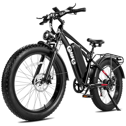 Qlife Racer Plus Adult Electric Bicycle Peak 1800W Up to 20+MPH 75Miles Long Range 26 Fat Tire Electric Mountain Bike with 48V 20AH Removable Battery 7 Speed Full Suspension Electric Bicycle
