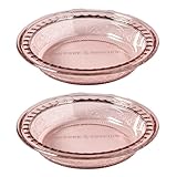 Anchor Hocking Rosewater Pink Laurel Embossed Pie Dishes (2-Piece, 9.5-inch, oven/dishwasher safe)
