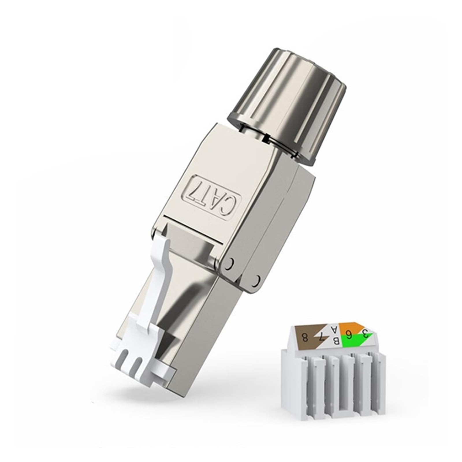 RJ45 Cat6A Cat7 Cat8 Connector Reusable Shielded Ethernet Field Modular 2000MHz 40Gbps LAN Cable 22-26AWG(CAT7 STP)