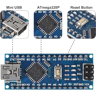 1 Set Mini for Nano V3.0 ATmega328P Micro Controller Board Module with USB Cable and for Nano V3.0 Expansion IO Shield Board Expansion Board for Arduino