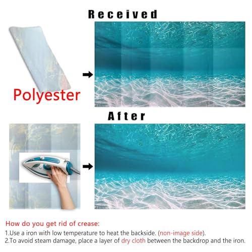 Image of 24X12IN Natural Undersea Aquarium Background, Undersea Beach Fish Tank Background, with 8 EVA Double-Sided Tape