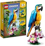 LEGO Creator 3 en 1 Jouet de Construction Perroquet Exotique, Se Transforme en 3 Figurines Animales Différentes - d'un Perroquet Coloré, à un Poisson Nageur, à une Grenouille Mignonne, Jouets Créatifs pour Enfants de 7 ans et plus, 31136