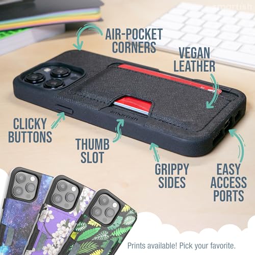 Image of Smartish iPhone 15 Pro Max Wallet Case - Wallet Slayer Vol. 2 [Slim /Protective] Credit Card Holder w /Kickstand - Drop Tested Hidden Card Slot Compatible w /Apple iPhone 15 Pro Max - Spaced Out