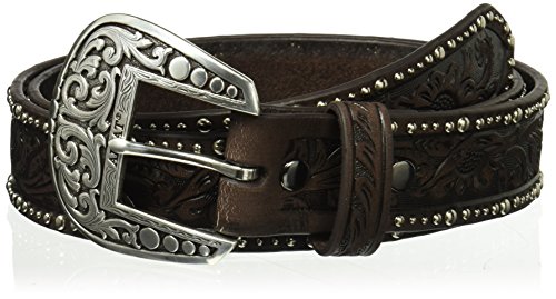 Ariat Women s Floral Nail Head Edge Belt, brown, Medium