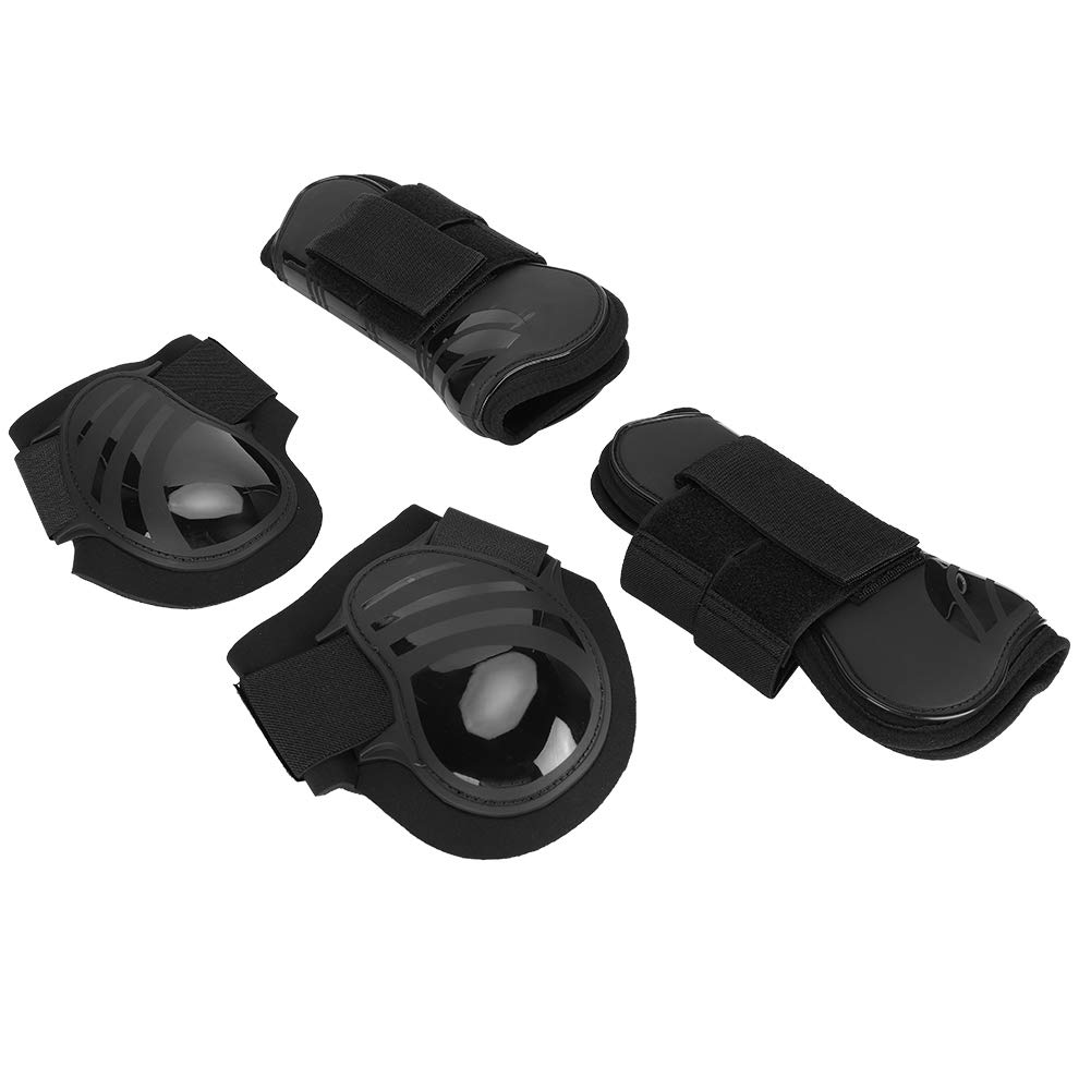 Nikou Stivali per la Gamba del Cavallo Anteriore, 2 Paia di Cavallo Elastici Addensare Pu Stivali Posteriori Anteriori Protezione Gambe per Allenamento Salto(L-Nero)