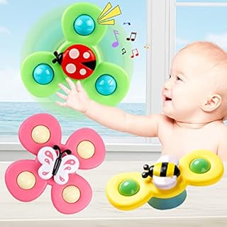 Suction Cup Spinner Toys Baby Sensory Toys Bath Toys Gifts for 1-5 Year Old Boy Girl
