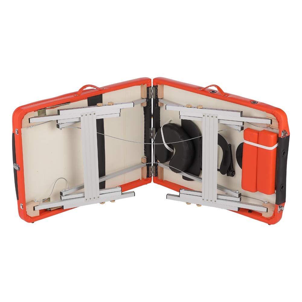 Melko Mobile Massageliege klappbar höhenverstellbar Therapieliege Massagetisch Massagebank Massagebett Schwarz/Orange