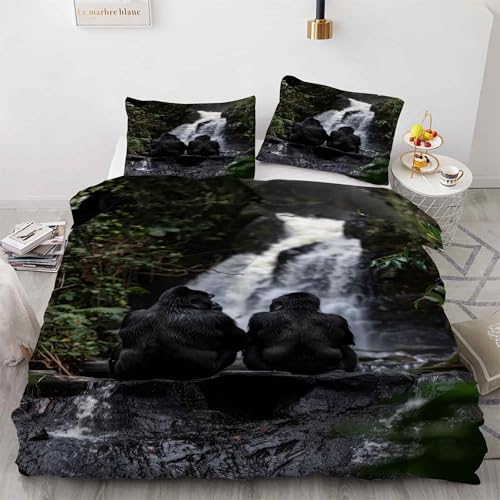 Parure de lit singe 90x190 anti-plis en microfibre douce avec zip - 4