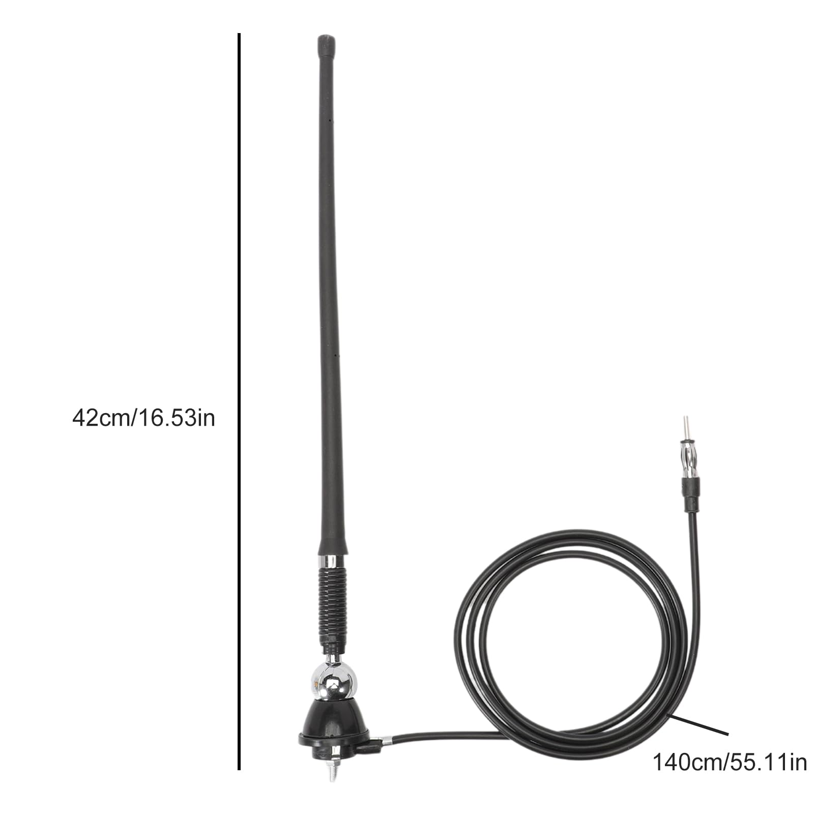 Herdio Waterdichte rubberen radio-antenne, dipool, flexibel, geschikt voor auto, camper en boot, FM, AM, ATV en UTV, zwart