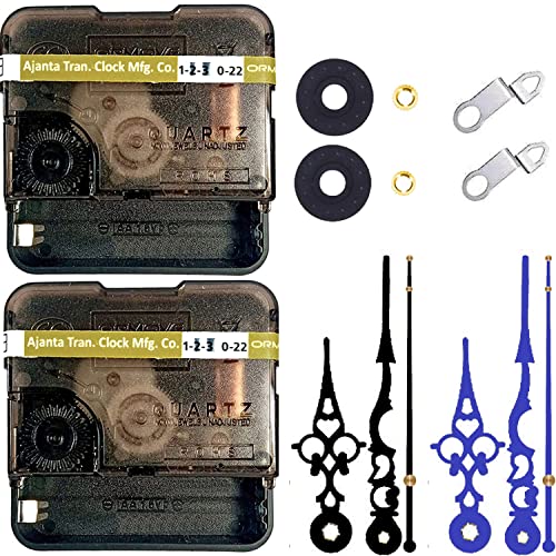 Image of YOPY� Combo 2 of Ajanta Mfg. Battery Operated Plastic Ticking Wall Clock Movement Machine with Hands (Needles : Antique Bule,Black 1)