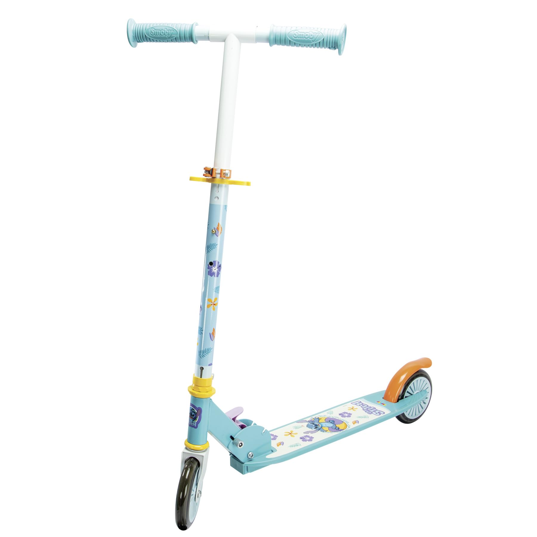 Smoby - Monopattino 2 ruote Stitch, struttura in metallo, manubrio regolabile in altezza, freno posteriore e impugnature di sicurezza, per bambini dai 5 anni, 7600750379