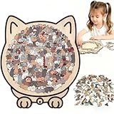 Farbiges Holzpuzzle in Katzenform 135-teilig Niedliche Katzen-Kreatives Katzenpuzzle für alle Altersgruppen Katzenförmiges Puzzle Kreatives Puzzle-Geschenk für Katzenliebhaber (Morandi-Farbe)