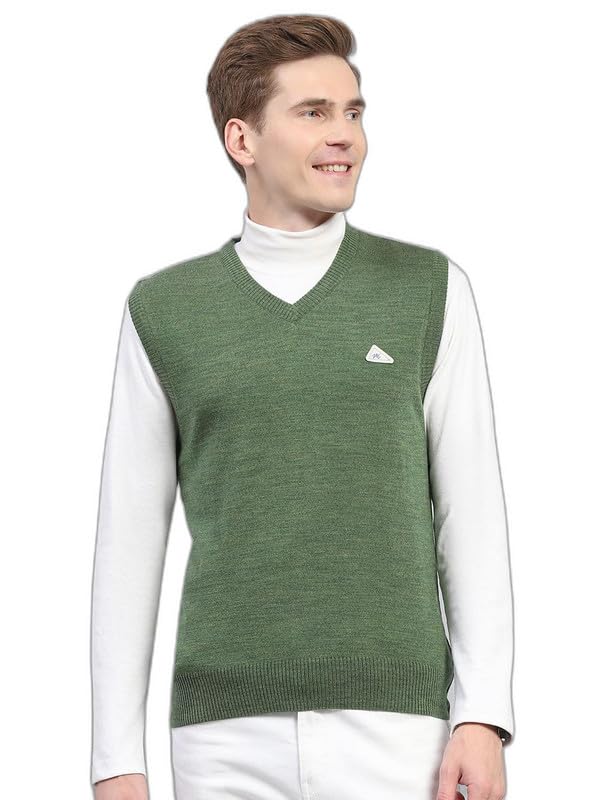 Image of Monte Carlo Men Regular Fit Sleeveless Solid V Neck Winter Sweater (Pack of 1)