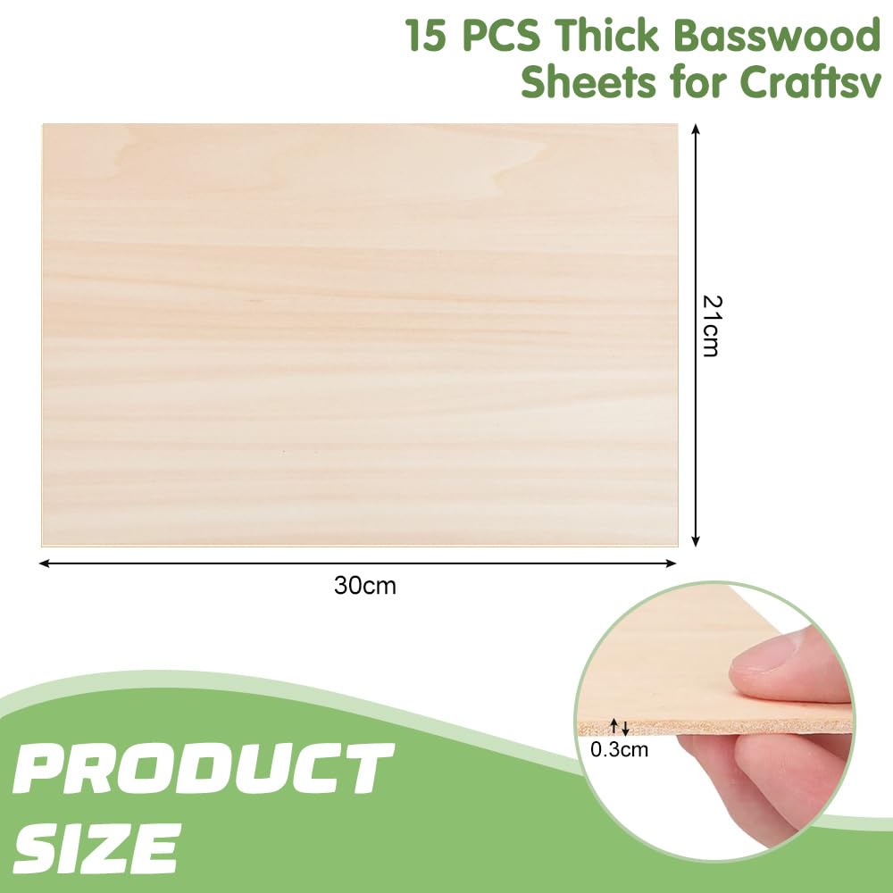 HEKOBAG 15 Placas de Madera Contrachapada para Manualidades, Tablero de Balsa, Pintura